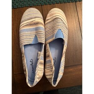 Crochet Womens Striped Alpargata Slip On Flats Blue Tan Cream Size 8 S938